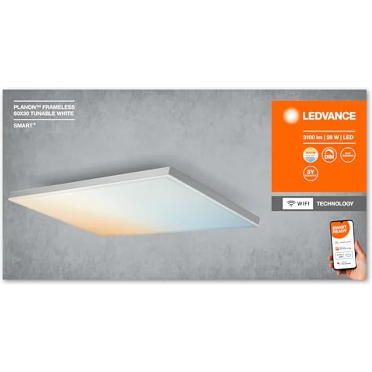 LEDVANCE SMART+ WIFI PLANON FRAMELESS Smarte LED Deckenleuchte, Panel für Innen mit WiFi Technologie, Lichtfarbe änderbar (3000K-6500K), 600mm x 300mm, Kompatibel mit Google und Alexa Voice Control – Bild 11