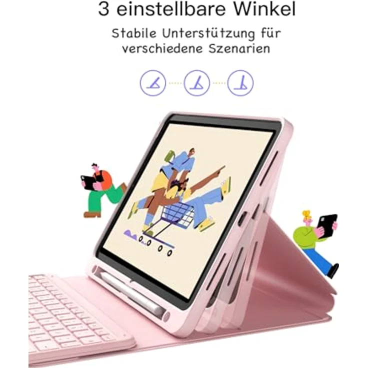 Inateck iPad Hülle mit abnehmbarer Tastatur, Touchpad und Stifthalter für iPad 10/11 Gen. A16, Air 11 Zoll M3/M2, Pro 11, 360° Rundumschutz, verstellbarer Ständer – Bild 4