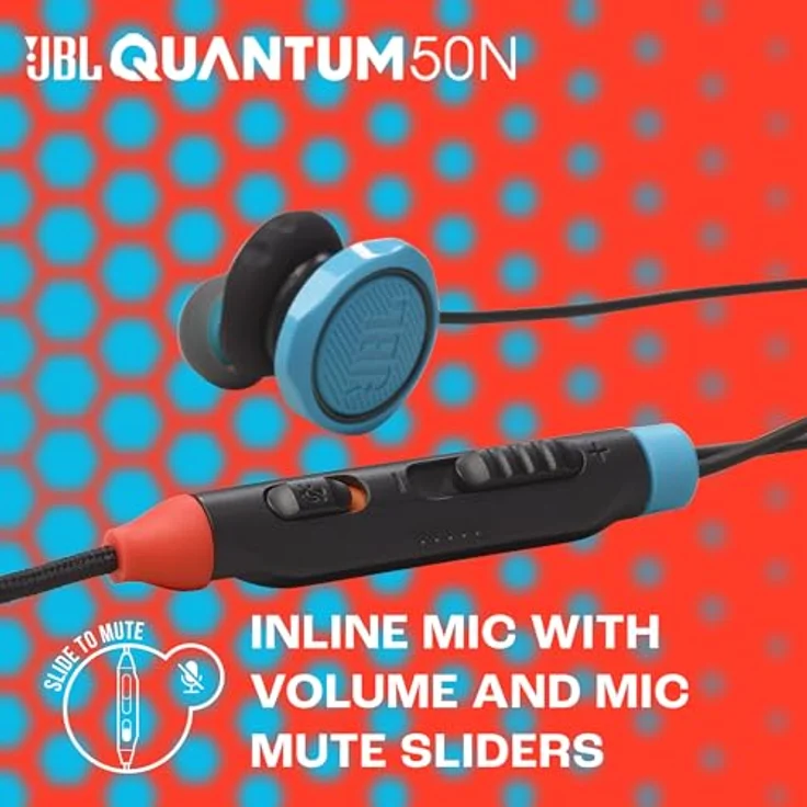 JBL Quantum 50N In-Ear Gaming-Headset QuantumSOUND Signature, Sprachfokus-Mikrofon, Twistlock, Blau/Rot – Bild 4