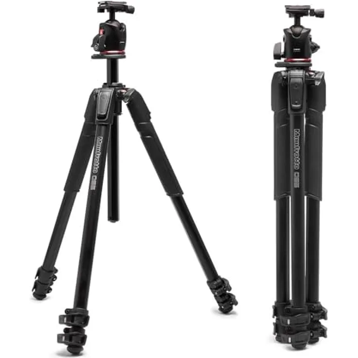 Manfrotto 055XPRO AS, 3-teiliges Aluminium-Kamerastativ Kit mit XPRO-Kugelkopf, 15 kg Tragkraft, Arca-Swiss-Platte, für DSLR/spiegellose Kamera