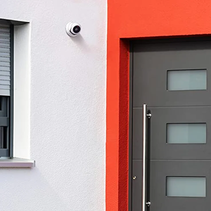 kwmobile 2X Dummy Kamera für Deckenunterbau - LED Licht - Dome Attrappe Set - täuschend echte Fake Security Camera in Weiß – Bild 2