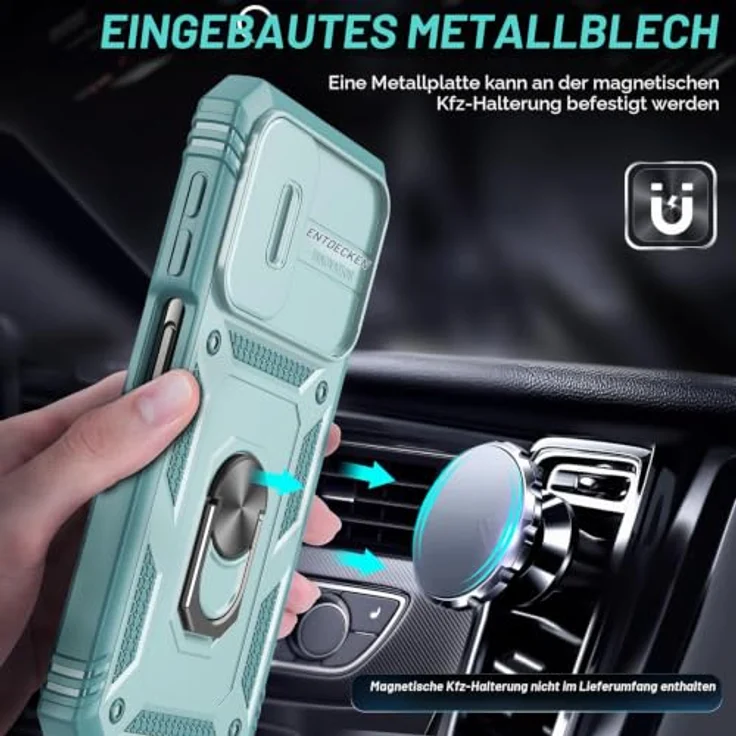 LeYi Hülle für Samsung Galaxy A25 5G, robuste Schutzhülle mit Schiebe-Kameraabdeckung und 2 Hartglasfolien, grün – Bild 4