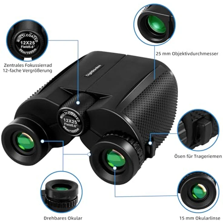 Digitgarden 12x25 Faltbares Mini-Fernglas, Kompakt & Leicht mit BAK4 Prisma und FMC Linsen, Ideal für Vogelbeobachtung, Reisen, Wandern, Outdoor, Sport – Bild 5