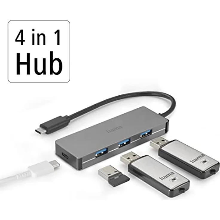 Hama USB-C-Hub 4 Ports USB 3.2 10 Gbit-s Plug & Play PC Notebook Aluminium (00200105) – Bild 2