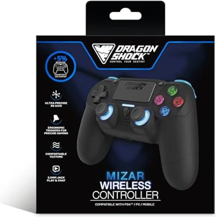 Dragonshock DSCPS4-BK, Analog / Digital Gamepad für PlayStation 4, kabellos, Bluetooth, schwarz, Versandkostenfrei – Bild 5