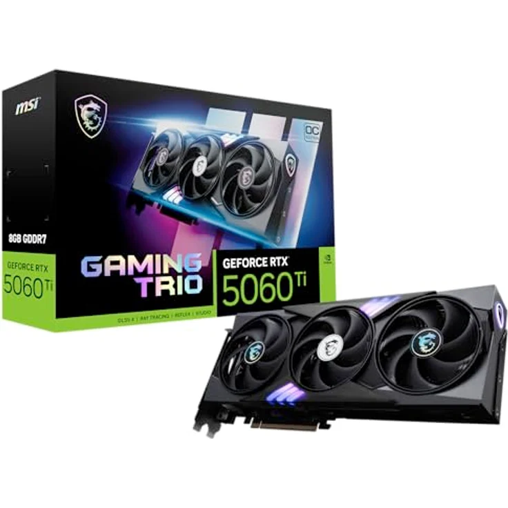 MSI RTX 5060 Ti 8GB Gaming Trio OC GDDR7, Next-Gen-Grafikkarte mit TRI FROZR 3 Kühlsystem und Metallrückplatte – Bild 1