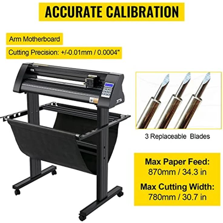 VEVOR Vinyl Schneideplotter 870 mm, halbautomatischer Folienschneider mit 95 W Leistung, inkl. Signmaster-Software und LED-Display, präzises Schneiden bis 30,7 Zoll, robuste Aluminiumlegierung – Bild 4