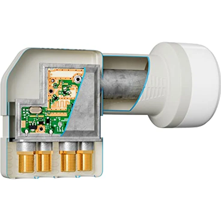 HB-DIGITAL Quad LNB UHD 4 Teilnehmer, Digital Satelliten LNC Kopf mit vergoldeten Kontakten und Wetterschutz, Weiß, 4K Full HD 3D TV – Bild 5