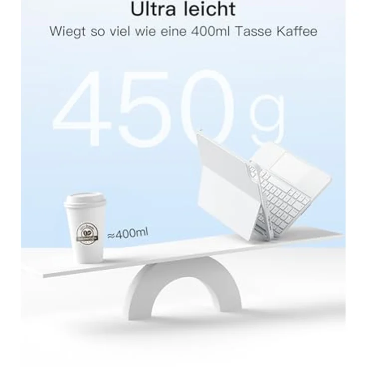 Inateck Hülle mit Tastatur, Ultraleichte Tastatur für iPad 10 Generation, iPad Air 6 11 Zoll 2024, iPad Air 5/4 10.9 Zoll, iPad Pro 11 4/3/2/1 Gen, Abnehmbar, mit Touchpad, QWERTZ, KB04122 - Ultraleicht & Schlank, Magnetisches Design, Kompatibel mit iPad Air 6 11 Zoll 2024, QWERTZ Layout – Bild 3