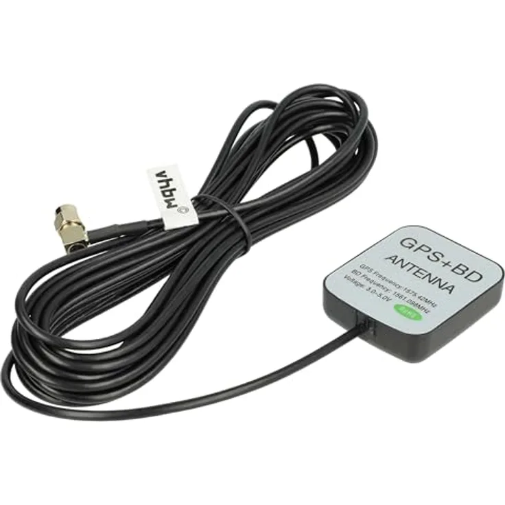 vhbw GPS Antenne für Auto mit SMA-Anschluss, 5m Kabel und Magnetfuß, schwarz
