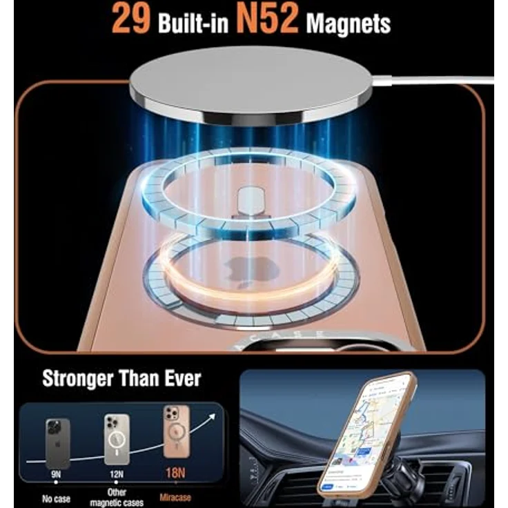 Miracase Magnetic Hülle für iPhone 16 Pro Max 6,9' mit integriertem Ständer und MagSafe-Kompatibilität, stoßfest, Wüstenbraun – Bild 3