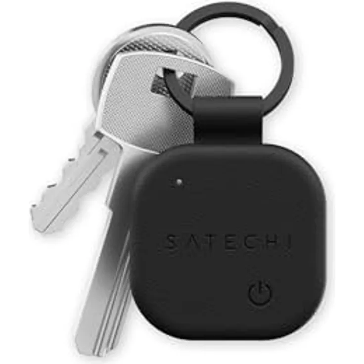 SATECHI FindAll Schlüsselanhänger mit Find My, kabelloser Ortung, Trennungsalarm, lauter Signalton, IP66 wasserdicht – Schwarz