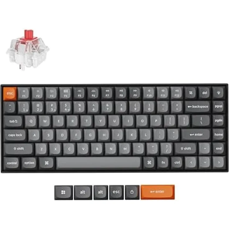 Keychron K8 Max Custom Wireless Mechanische Tastatur 2.4 GHz/Bluetooth/USB-C, Wiße LED, QMK/VIA Programmierbare Makros, PBT Keycaps, Super Red Switch, für Mac Windows