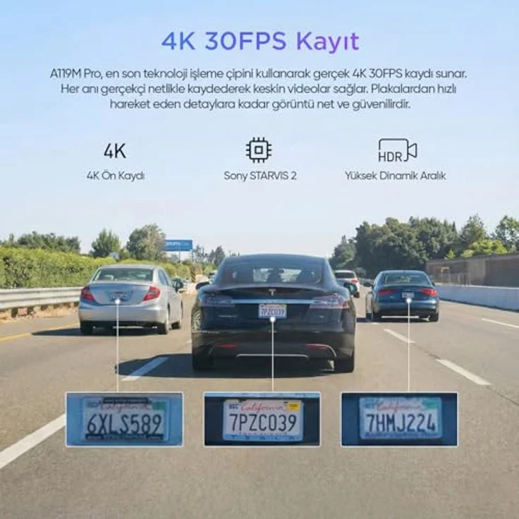 VIOFO A119M Pro Dashcam, 4K Routenrekorder mit Sony STARVIS 2 Sensor, integriertes Wi-Fi 6 und Bluetooth – Bild 3