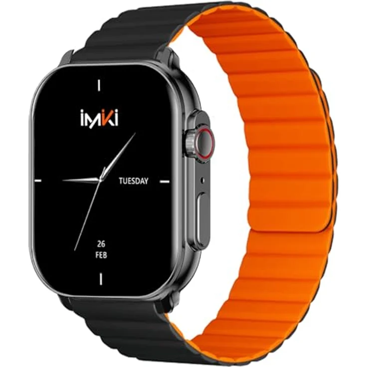 IMIKI SF1 Smartwatch mit Magnetarmband, 2.01 Zoll AMOLED-Display, 15 Tage Akkulaufzeit, IP68 Wasserschutz, Messung von Blutsauerstoff und Herzfrequenz, 100+ Fitnessmodus, für Android und iOS geeignet – Bild 1