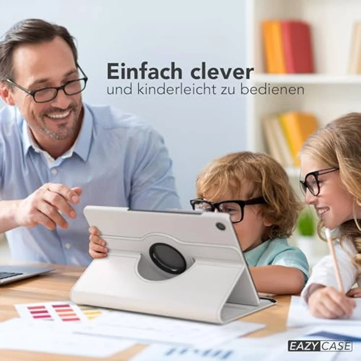 EAZY CASE Tablet Hülle für Samsung Galaxy Tab A11 Plus, 11 Zoll Schutzhülle mit 360° Drehfunktion und Standfunktion, Kunstleder Weiß – Bild 3