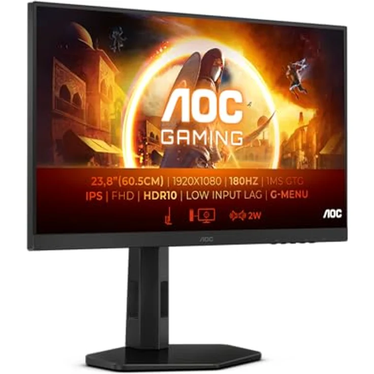 AOC Gaming 24G4X - 24 Zoll FHD Monitor, 180 Hz, 1 ms, FreeSync Prem., G-Sync comp., HDR10 (1920x1080, HDMI, DisplayPort) schwarz – Bild 1