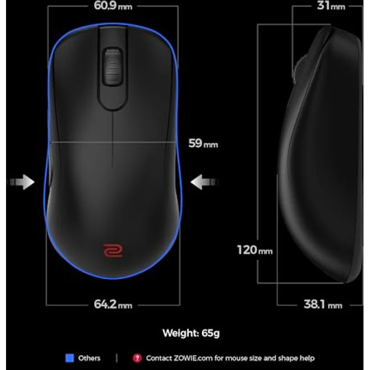 BenQ Zowie S2-DW, Kabellose 4K eSports Maus mit 3950 Sensor, 4K-Abrufrate, 65g, Treiberlos – Bild 2