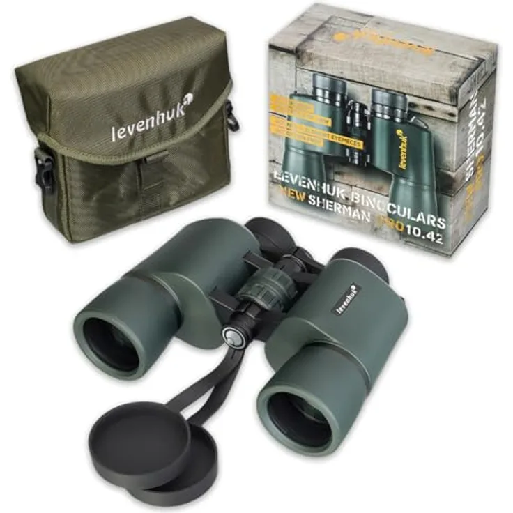 Levenhuk New Sherman PRO 10x42, Outdoor-Fernglas mit BaK4-Optik, wasserdicht nach IP67, gummiert, ideal für Naturbeobachtung und Jagd