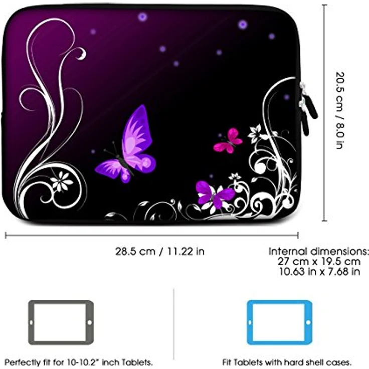 Sidorenko Tablet PC Tasche für 10-10.1 Zoll - Universal Tablet Schutzhülle - Hülle Sleeve Case Etui aus Neopren, Violett – Bild 2