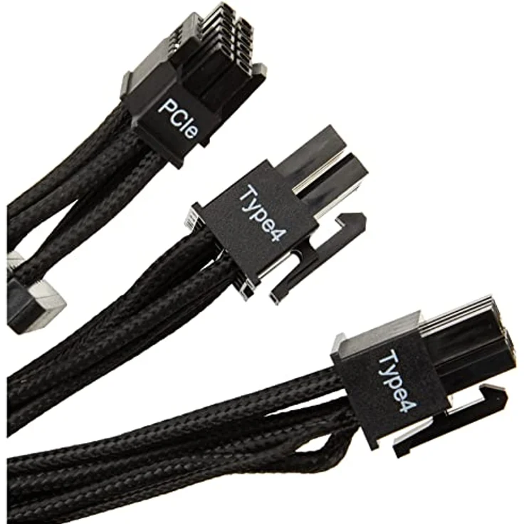 Corsair Premium 600W PCIe 5.0 / Gen 5 12VHPWR-Netzteilkabel – Passend für Typ-4-Netzteile über Zwei 8-Pin-PCIe-Anschlüsse – 12+4-Pin-Stecker – Mesh-Paracord-Ummantelung – Schwarz – Bild 2