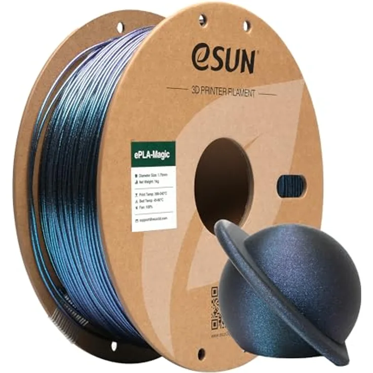 eSUN ePLA-Magic Glitter PLA Filament 1.75mm, Dunkel Glänzendes Blau, maßgenauigkeit +/- 0.05mm, 1KG Spule für 3D Drucker