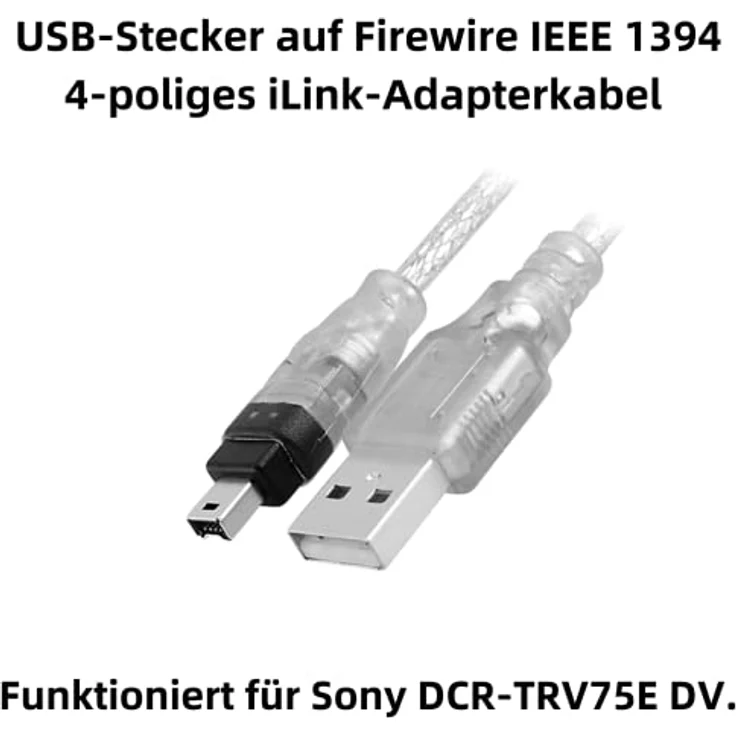 Aukson P95 USB auf Firewire IEEE 1394 Adapterkabel, 1,5m Verlängerungskabel mit 4-poligem iLink Anschluss, hohe Übertragungsgeschwindigkeit bis 480 Mbit/s, Bus-Powered-Modus – Bild 2