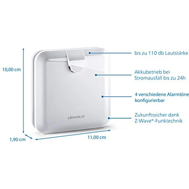 devolo Home Control Alarmsirene (Smarthome Alarm System, integrierter Akku, 110 Dezibel, Z-Wave Hausautomation, Haussteuerung per iOS-Android App, Smart Home Aktor, einfache Installation) weiß – Bild 2