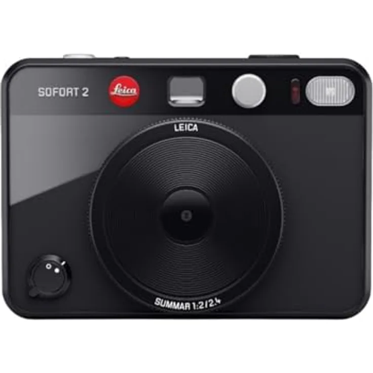 Leica Sofort 2 Sofortbildkamera mit LCD-Display, 2 Auslösern, 10 Objektiveffekten und Unterstützung der Leica FOTOS App (Schwarz)