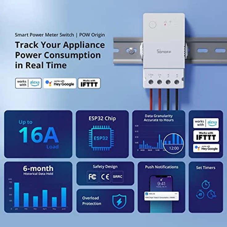 Sonoff Smart Switch POW (POWR316) Origin R3 1 Kanal 16A Schaltaktor mit Energiemessung WLAN – Bild 9