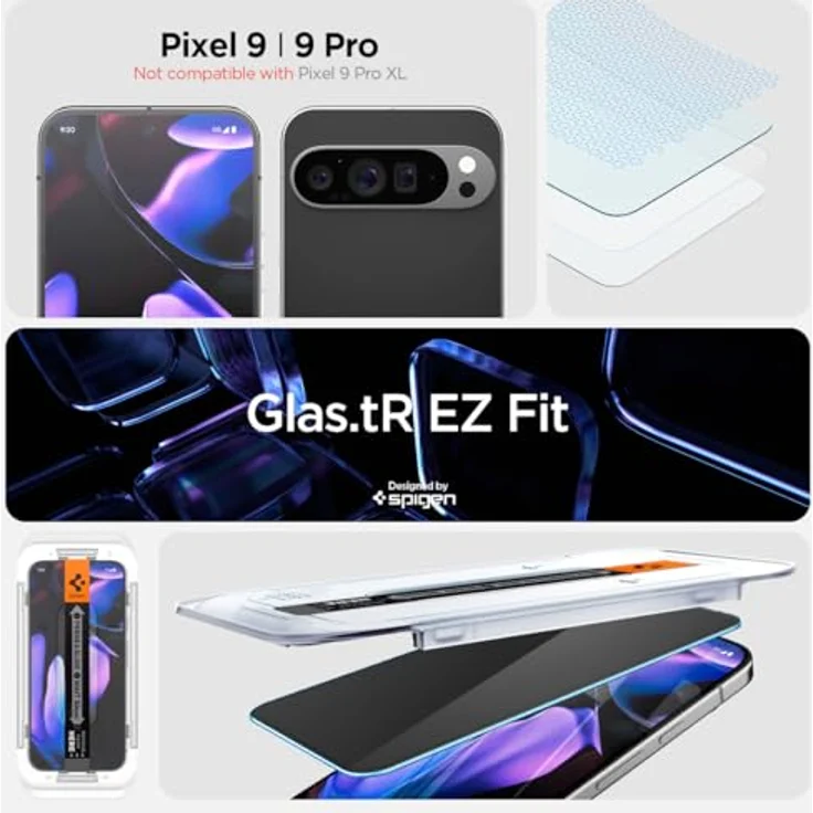 Spigen Glas.tR EZ Fit Sichtschutz Schutzfolie für Google Pixel 9/9 Pro, 2er Set, Privacy Schutz, kratzfest, 9H Härte – Bild 2