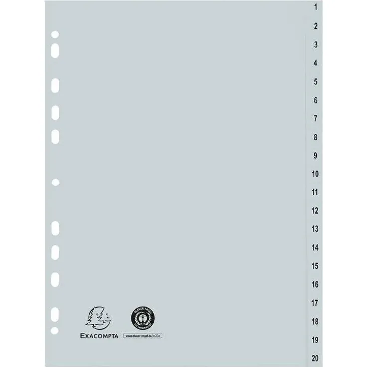 EXACOMPTA Aktenordner Exacompta Register aus Recyclingkunststoff 20-teil, flexible und reißfeste Qualität, DIN A4, blau - Preisvergleich