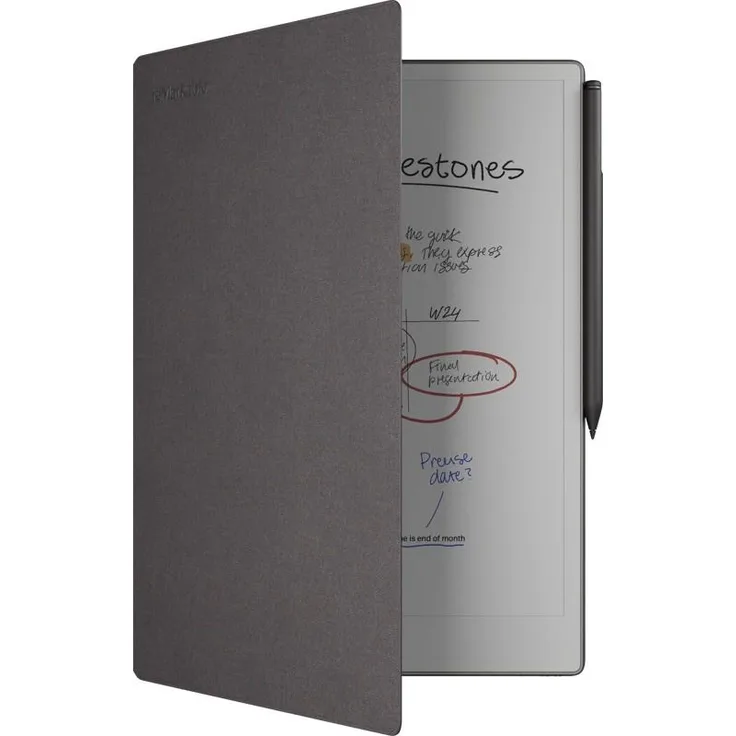 reMarkable BookFolio Pro Mosaic Weave Basalt, Tablet Hülle für reMarkable Paper Pro, Grau, mit edler Lederoberfläche und integriertem Marker-Riemen
