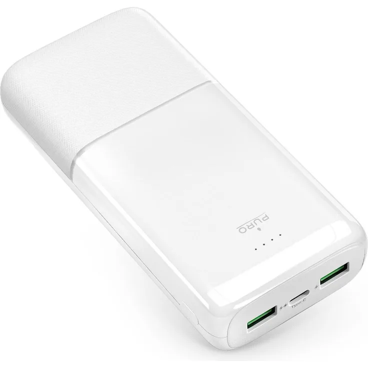 Puro PUFCBB200P3WHI Powerbank mit 20000 mAh, 22.50 W, schnelles Laden und drei Anschlüssen, Weiss