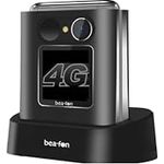 Beafon Fold10 LTE Klapphandy, XL Farbinnendisplay 2,2" (5,58cm), XL Farbaußendisplay 1,44" (3,65cm), SOS Notruftaste, Fotokontaktanzeige, Kamera, Lichtsignal, Tischladeschale, schwarz-Silber.
