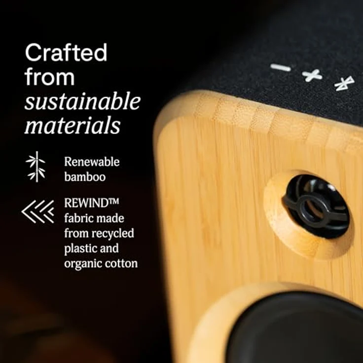 House Of Marley EM-JA028-SB, Get Together Duo 2, Verkabelte und kabellose Stereo-Lautsprecher aus Holz, Schwarz, mit bis zu 25 Stunden Akkulaufzeit und True Wireless Stereo Funktion – Bild 9