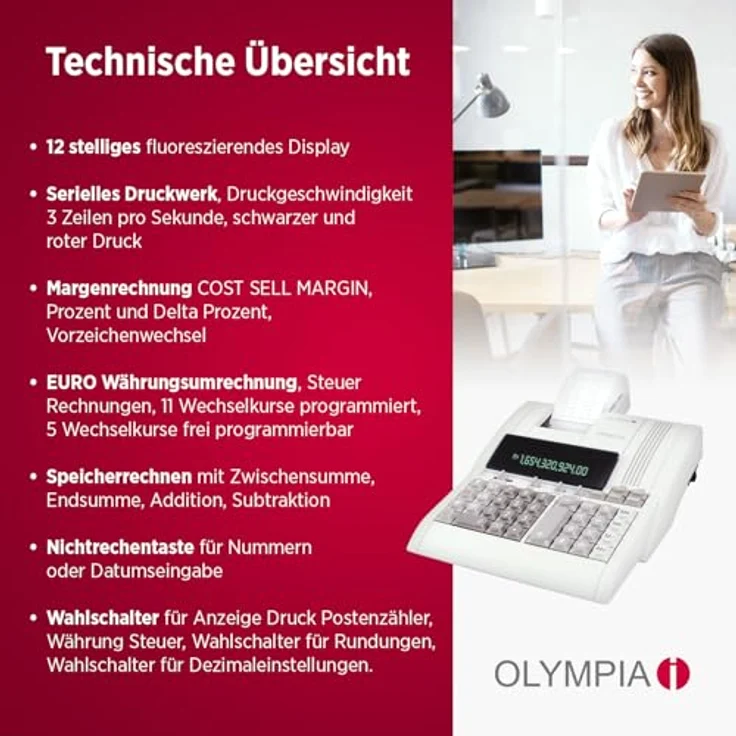 Olympia CPD 3212 S Tischrechner Druckend – Bild 8