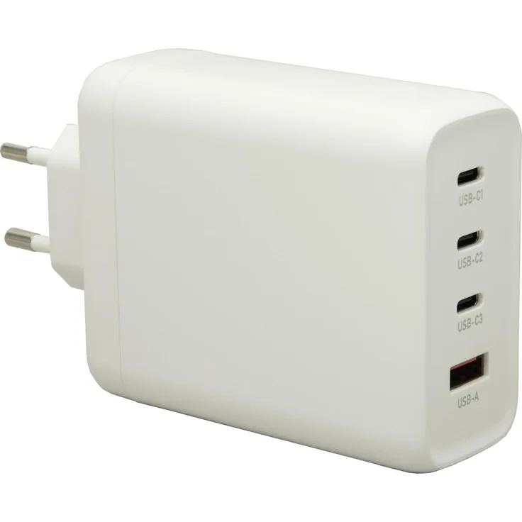 Patona GAN PD 140W Ladegerät, 3x USB-C und 1x USB-A, schnelles Laden für mehrere Geräte, weiß