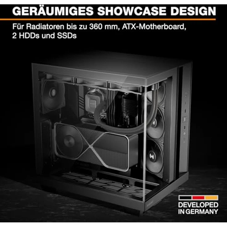 be quiet! LIGHT BASE 500 Black, Midi-Tower PC-Gehäuse für Mini-ITX, microATX, ATX Mainboards, vorinstallierte 4 Lüfter, Platz für 10 Lüfter, CPU-Kühler bis 185 mm, Grafikkarten bis 400 mm – Bild 4