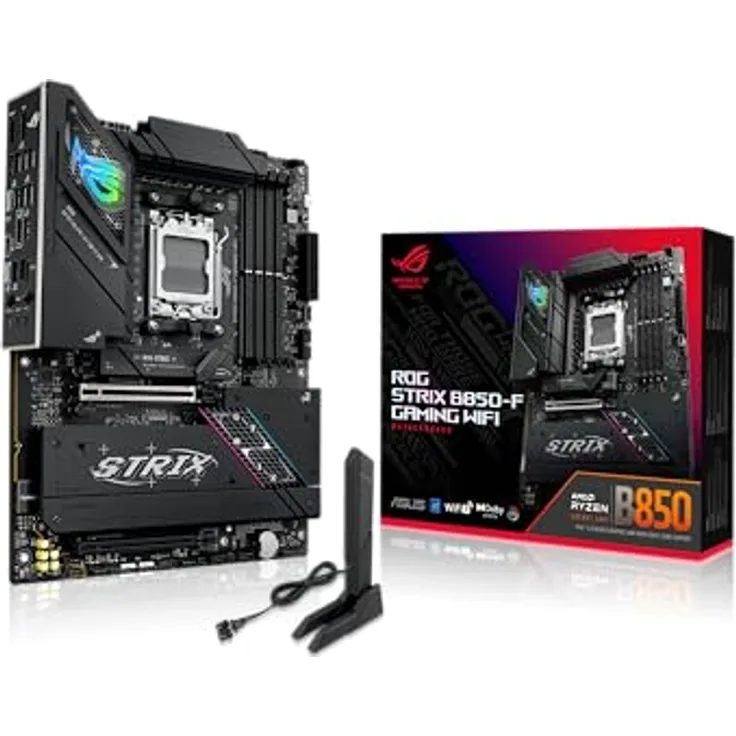 ASUS ROG Strix B850-F Gaming WiFi Mainboard Sockel AMD AM5 (AMD B850, ATX, DDR5 Speicher, PCIe 5.0, WiFi 7, 2X PCIe 4.0 M.2, Aura Sync)