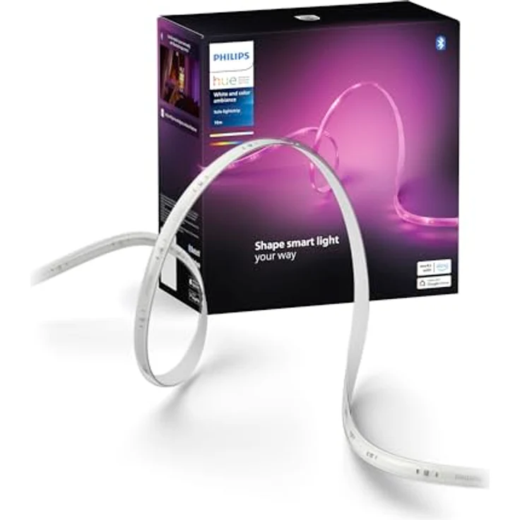 Philips Hue Indoor 10m Smart LED Solo lightstrip Basis-Set, 1er-Pack, RGBWW-LEDs für echte Farben und weißes Licht, Steuerung mit der Hue App, Funktioniert mit Alexa, Google Assistant und Apple HomeKit – Bild 1