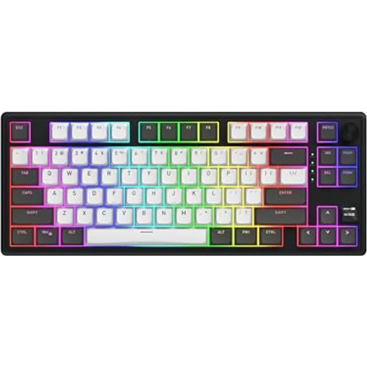 HATOR Skyfall Pro Wireless 80, Mechanische Tastatur mit RGB-LED, USB + RF Wireless + Bluetooth, QWERTY, Schwarz/Grau