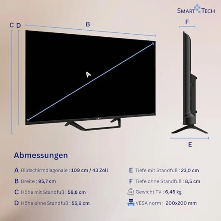 Smart Tech 43QG06V2, 43 Zoll QLED Fernseher mit 4K UHD Auflösung, Google TV, HDR, Bluetooth und Triple-Tuner – Bild 3