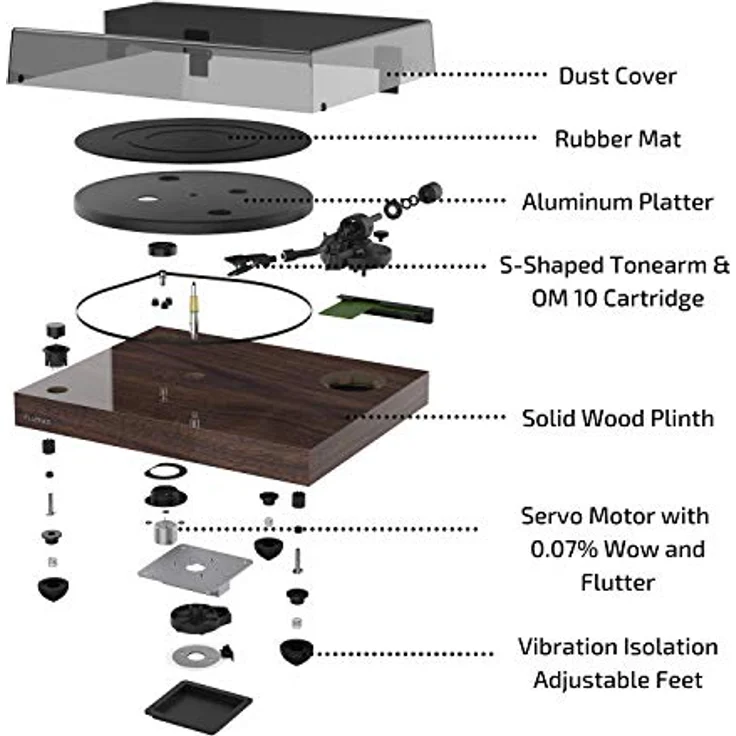 Fluance RT82 Reference High Fidelity Vinyl Plattenspieler mit Ortofon OM10 Kartusche, Bambus-Finish – Bild 5