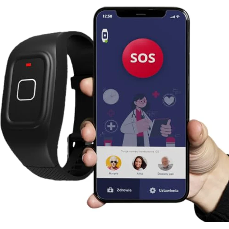 Maxcom FW735 Notrufarmband für ältere Menschen, kabellos und wasserdicht, SOS-Taste, Standortortung, Telefonfunktion, Smartphone-App, grau – Bild 2