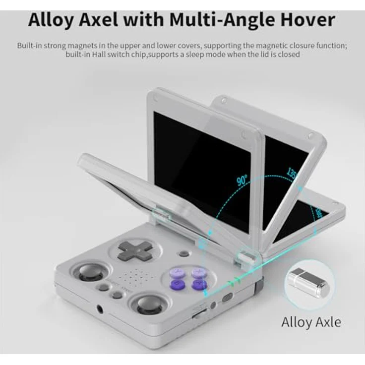 Anbernic Airuidas RG34XXSP Retro Handheld Game Console, 3.4" IPS-Display, Linux System, 64GB, 3300mAh Akku, WiFi/Bluetooth, grau – Bild 3
