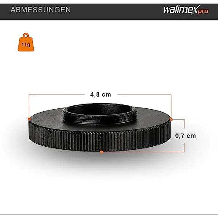 Walimex pro T2 Adapter für C-Mount - Adapterring mit manuellem Fokus, einfache Handhabung, Objektiv-Anschlussring – Bild 3