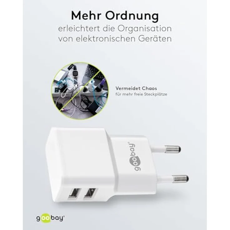 Goobay 44952 2fach USB Ladegerät Extra Kompakte Bauform 2, 4A, Weiß – Bild 6