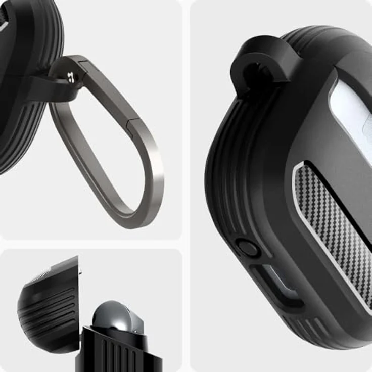 Spigen Rugged Armor Hülle Kompatibel mit Samsung Galaxy Buds 3 Pro | Galaxy Buds 3 - Matt Schwarz - Schutzhülle mit weichem TPU innen und hartem PC außen – Bild 3
