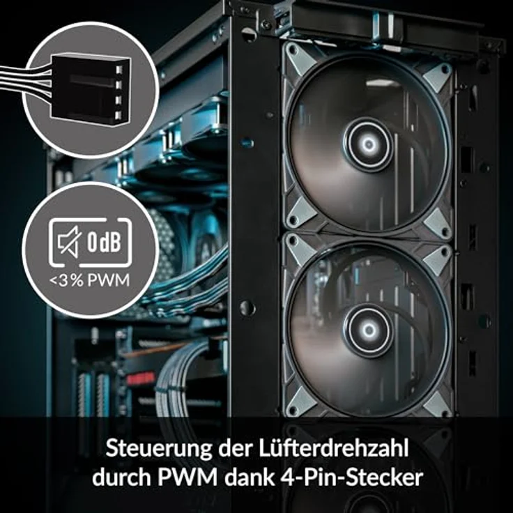 ARCTIC P14 Max (5 Stück) PC Lüfter, High-Performance 140 mm Gehäuselüfter, PWM-gesteuerte 400–2800 rpm, Optimiert für statischen Druck, 0dB-Mode - Schwarz - Preisvergleich – Bild 3